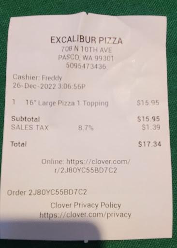 Excalibur Pizza Menu image 8